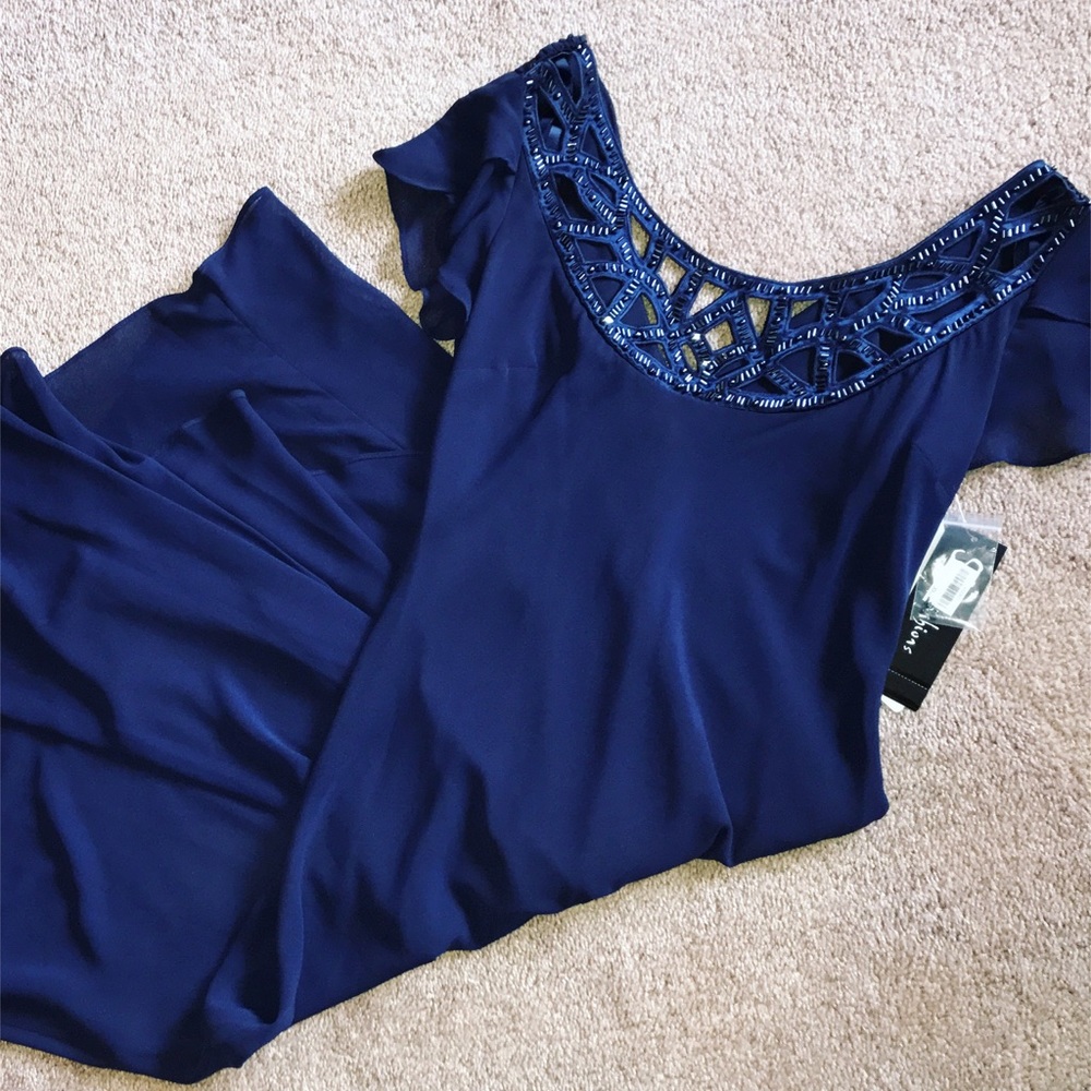Embellished Cutout Neckline Chiffon Dress